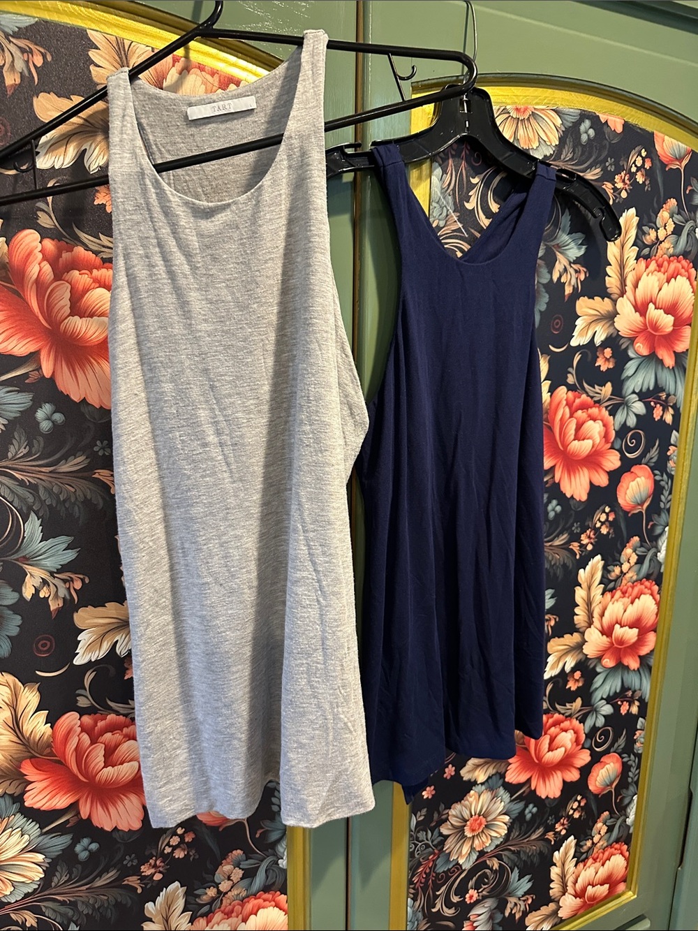 Tart Women's Gray and Navy Racerback Tank Tops 2fer10